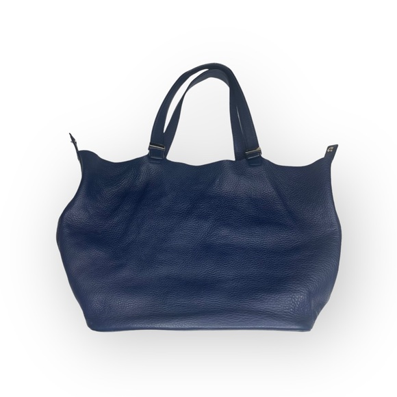 Michael Kors 𖦹 MK Perforated Logo Grab Bag Handbag 𖦹 Navy Pebbled Leather 𖦹 - Picture 14 of 17